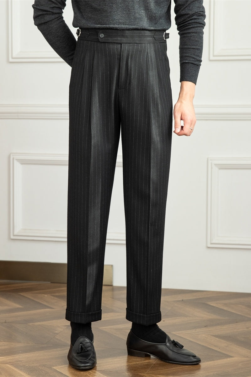 Chalk Stripe Side Adjustable Trousers