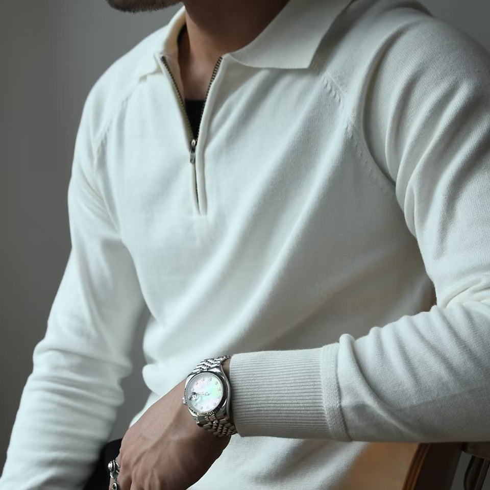 Quarter-Zip Polo Collar Sweater