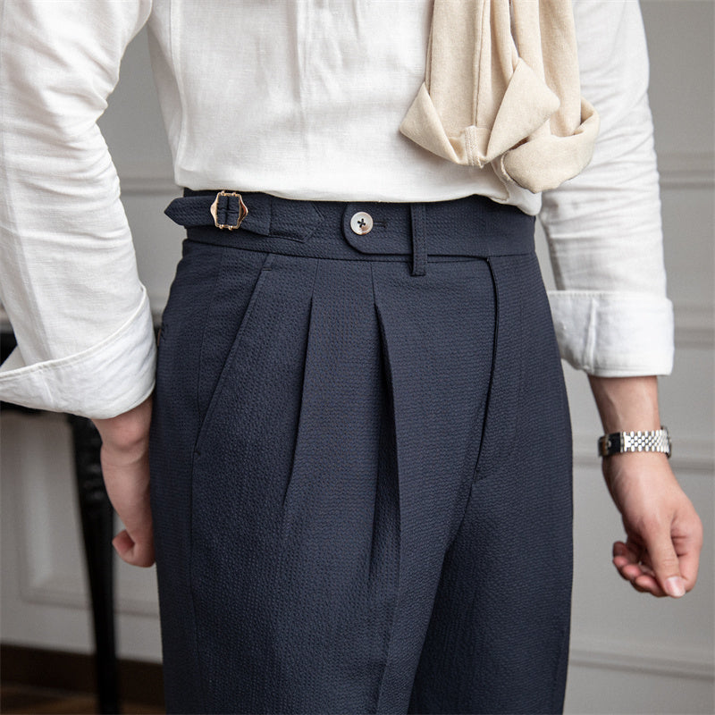 Seersucker Side Adjustable Trousers