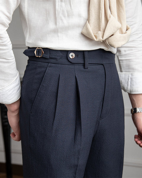 Seersucker Side Adjustable Trousers