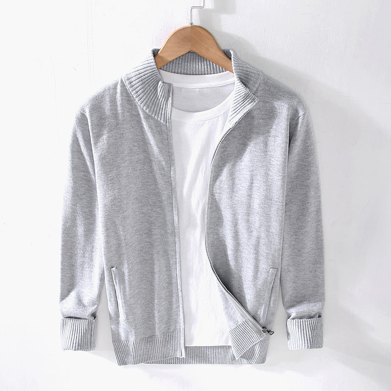 Cotton Zipper Cardigan