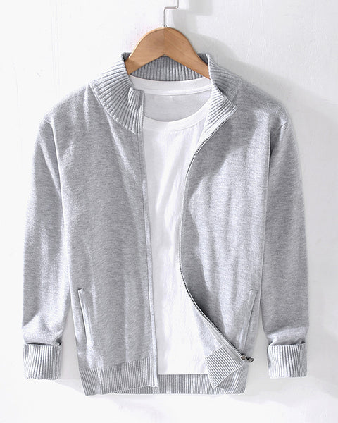 Cotton Zipper Cardigan