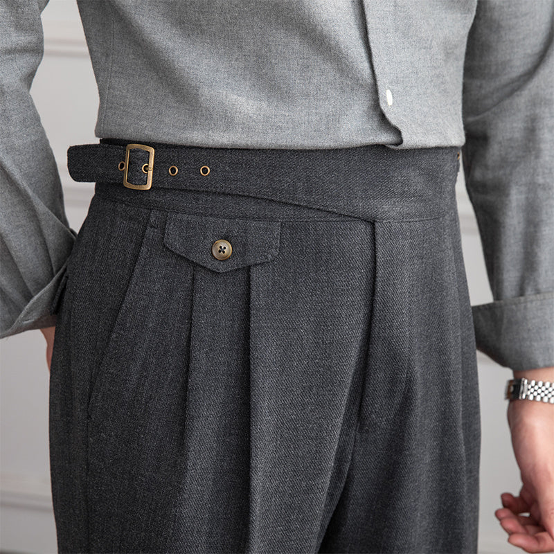 High-waisted Double Pleated Gurkha Trousers