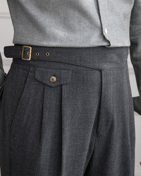 High-waisted Double Pleated Gurkha Trousers