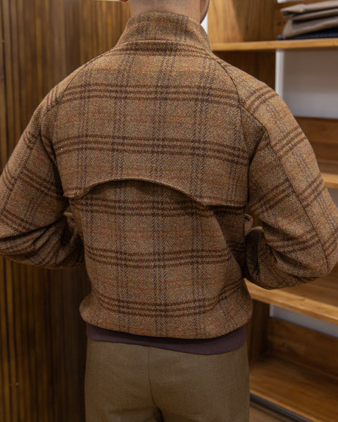 Plaid Tweed Bomber Jacket