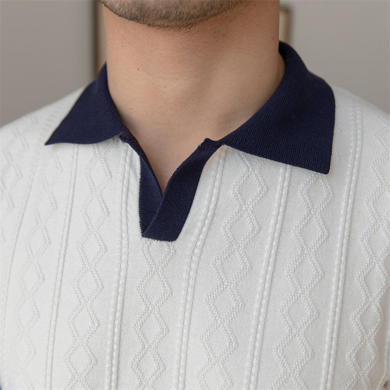 Knitted Jacquard Lapel Polo