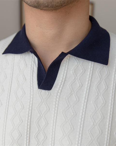 Knitted Jacquard Lapel Polo