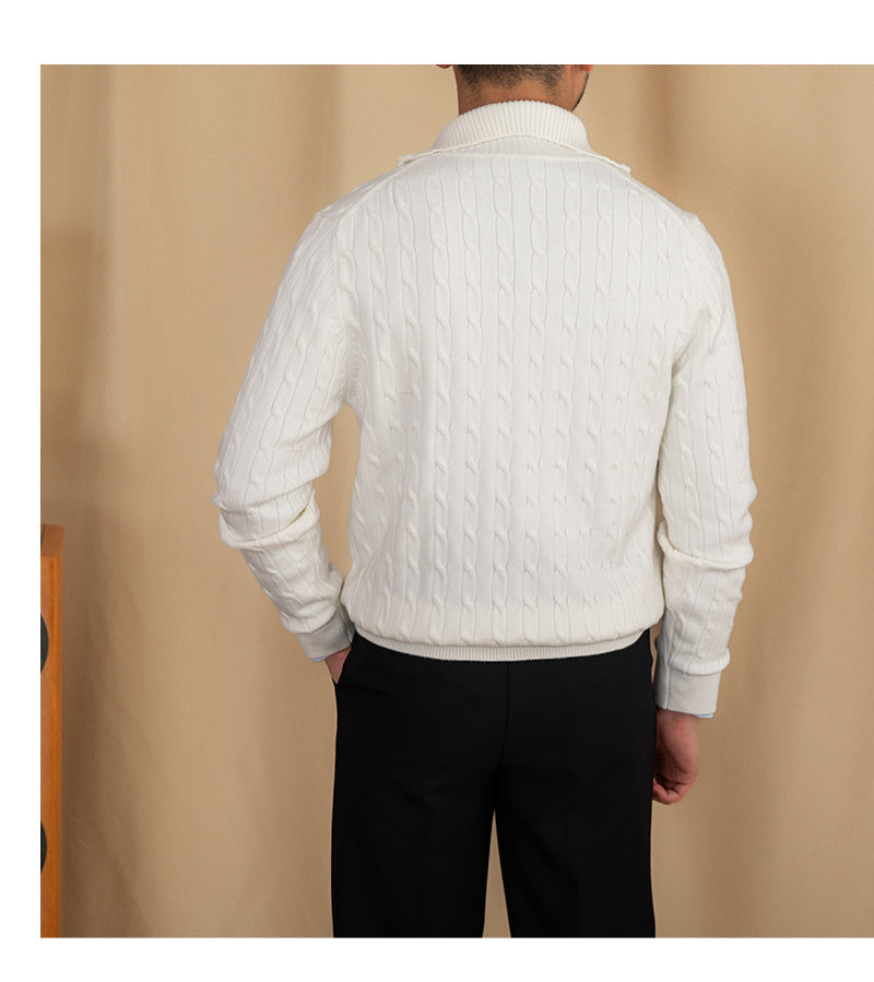 Quarter-Zip Cable Knitted Pullover