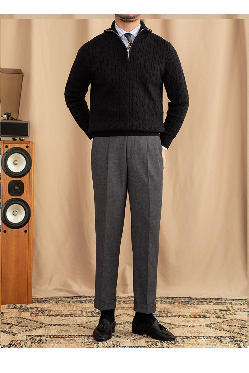 Quarter-Zip Cable Knitted Pullover