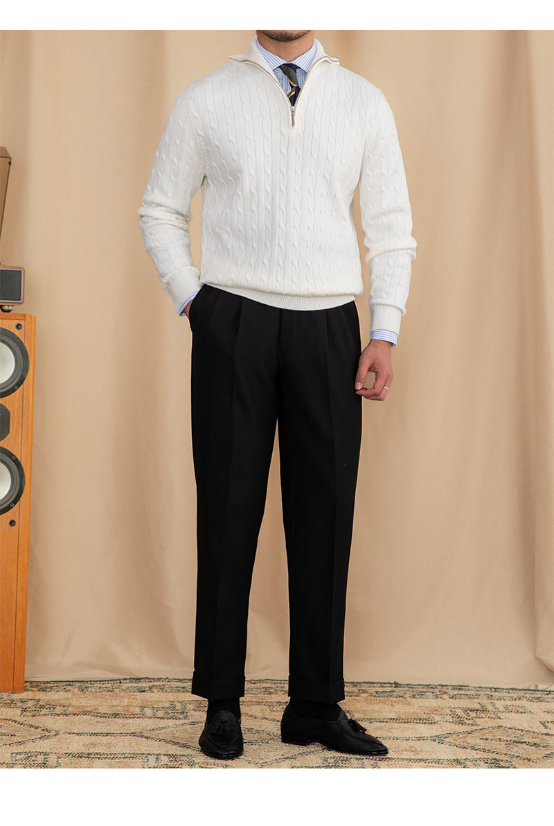 Quarter-Zip Cable Knitted Pullover