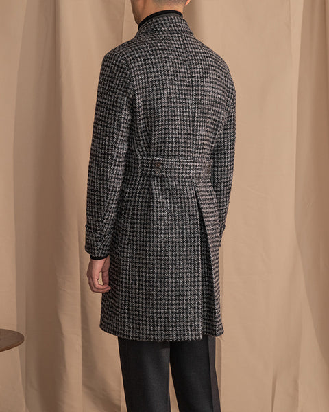 Wool Double Breasted Houndstooth Coat