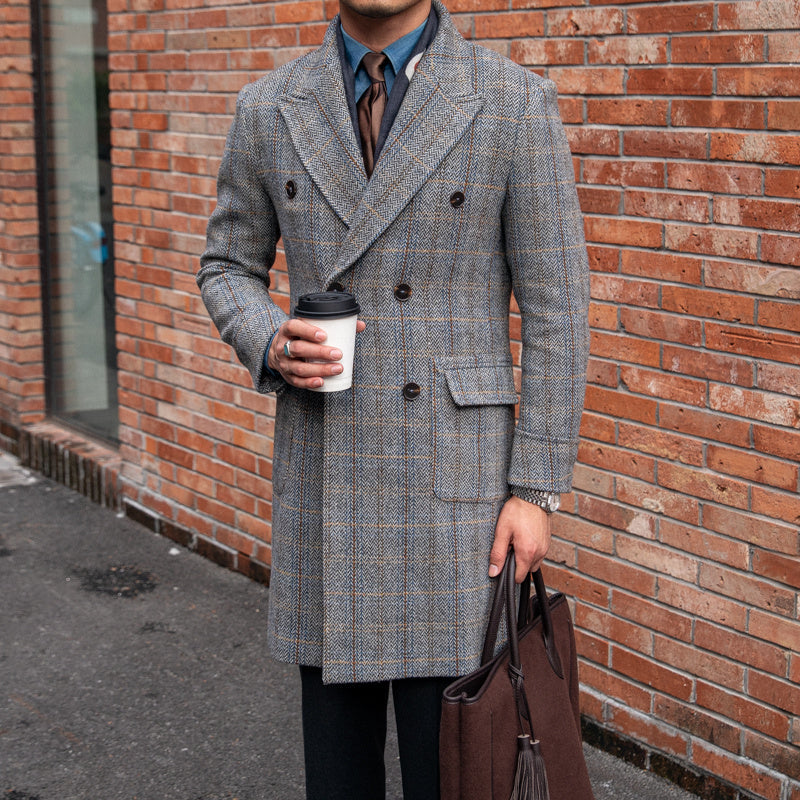 Prince Of Wales Houndstooth Double Breasted Coat