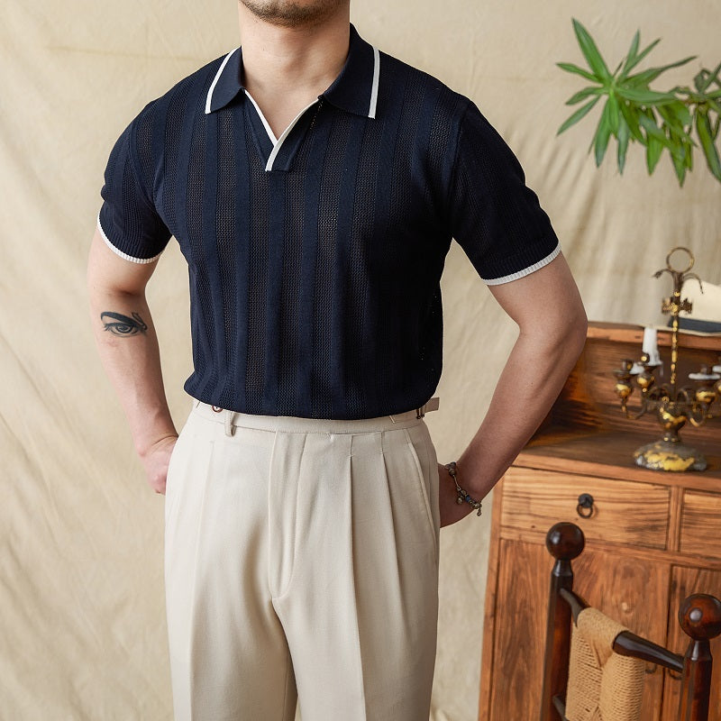 Knitted Collar Summer Polo SS