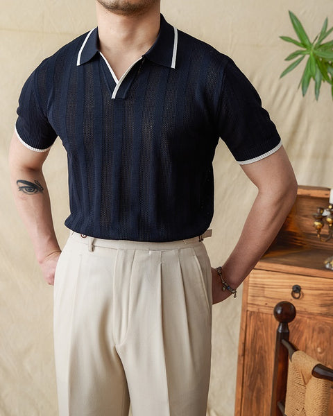 Knitted Collar Summer Polo SS