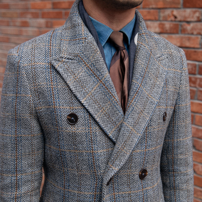 Prince Of Wales Houndstooth Double Breasted Coat