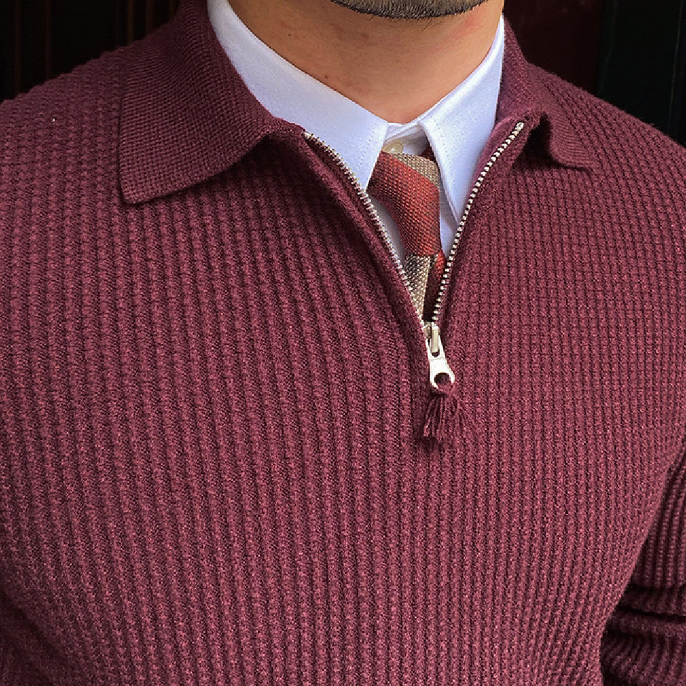 Quarter-Zip Polo Knitted Jumper