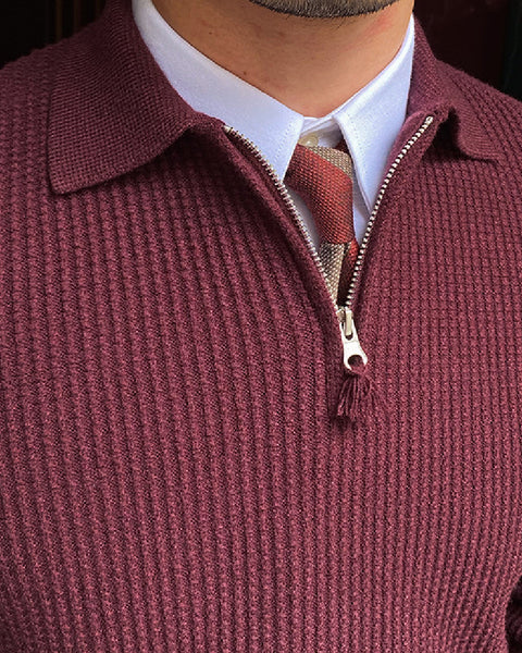 Quarter-Zip Polo Knitted Jumper