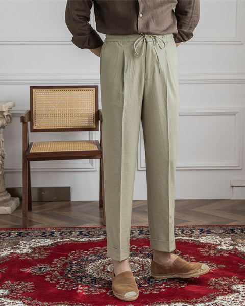 Lightweight Breathable No-iron Drawstring Trousers