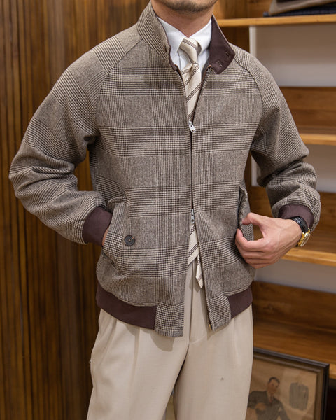 Prince Of Wales Wool Blend Bomber Jacket