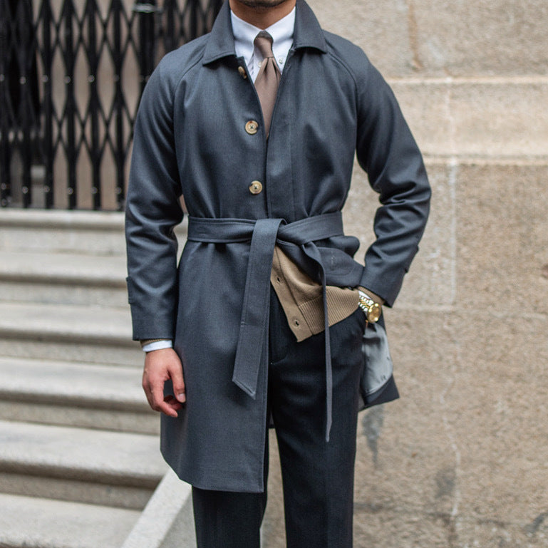 Single Breasted Wool Blend Belted Trench Coat