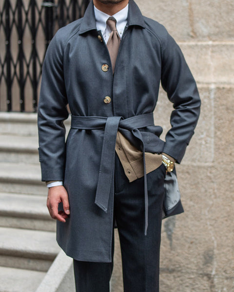 Single Breasted Wool Blend Belted Trench Coat