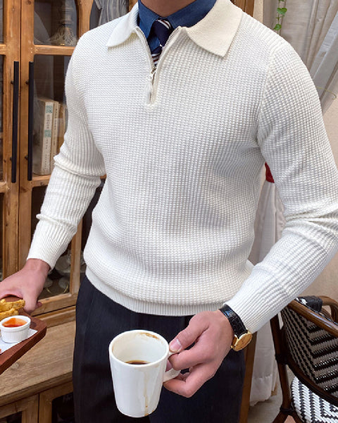 Quarter-Zip Polo Knitted Jumper