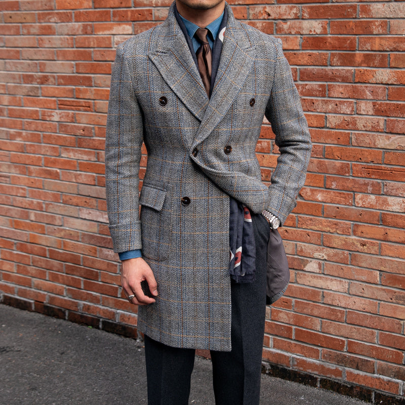 Prince Of Wales Houndstooth Double Breasted Coat