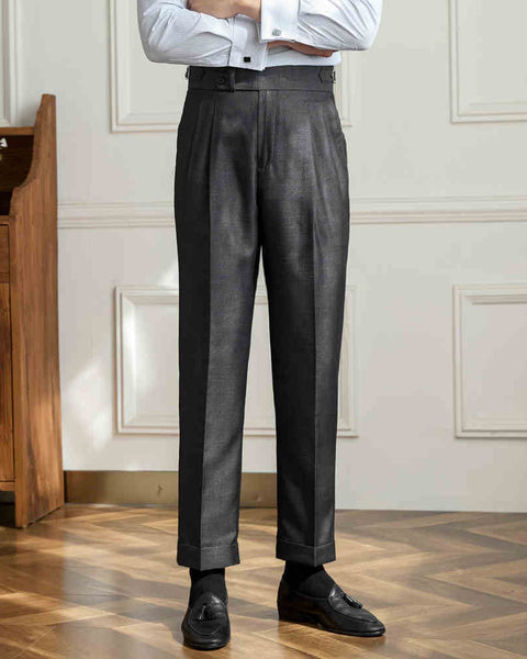 Double Pleated Straight Fit Trousers