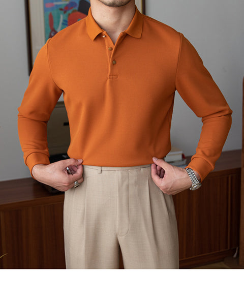 Slim-fit Long-sleeved Polo Shirt