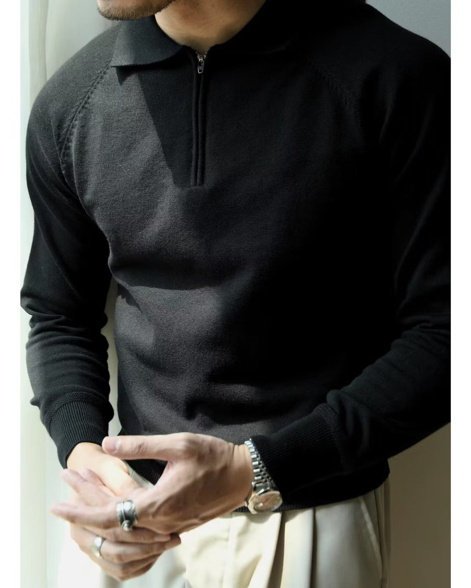 Quarter-Zip Polo Collar Sweater