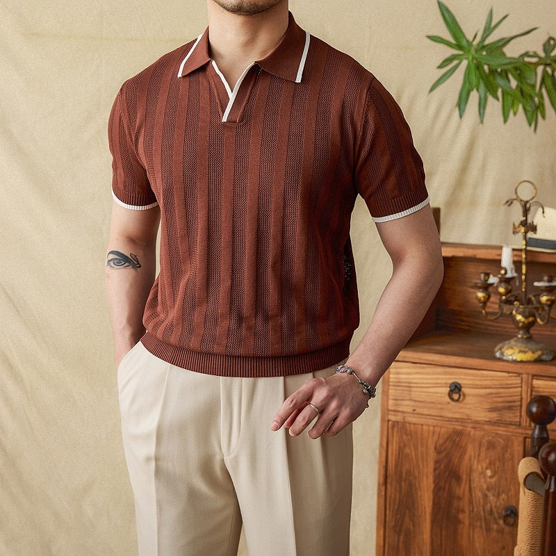 Knitted Collar Summer Polo SS