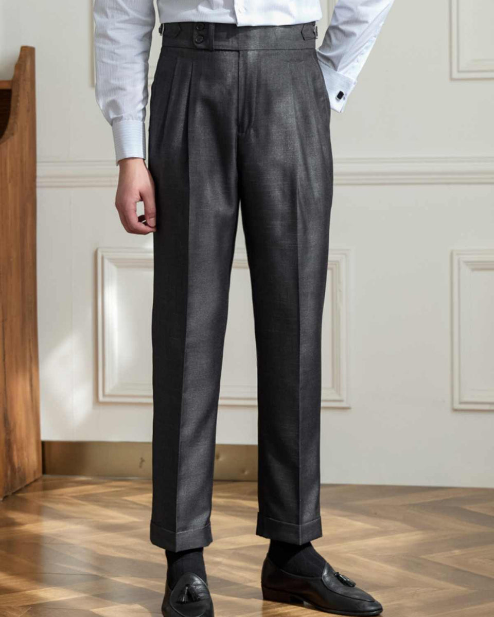 Double Pleated Straight Fit Trousers