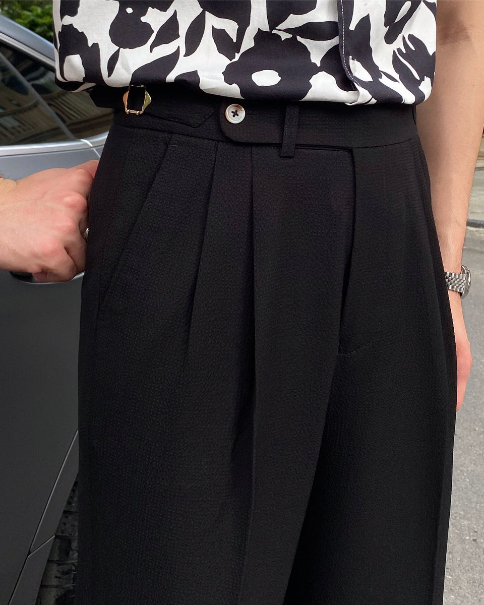 Seersucker Side Adjustable Trousers