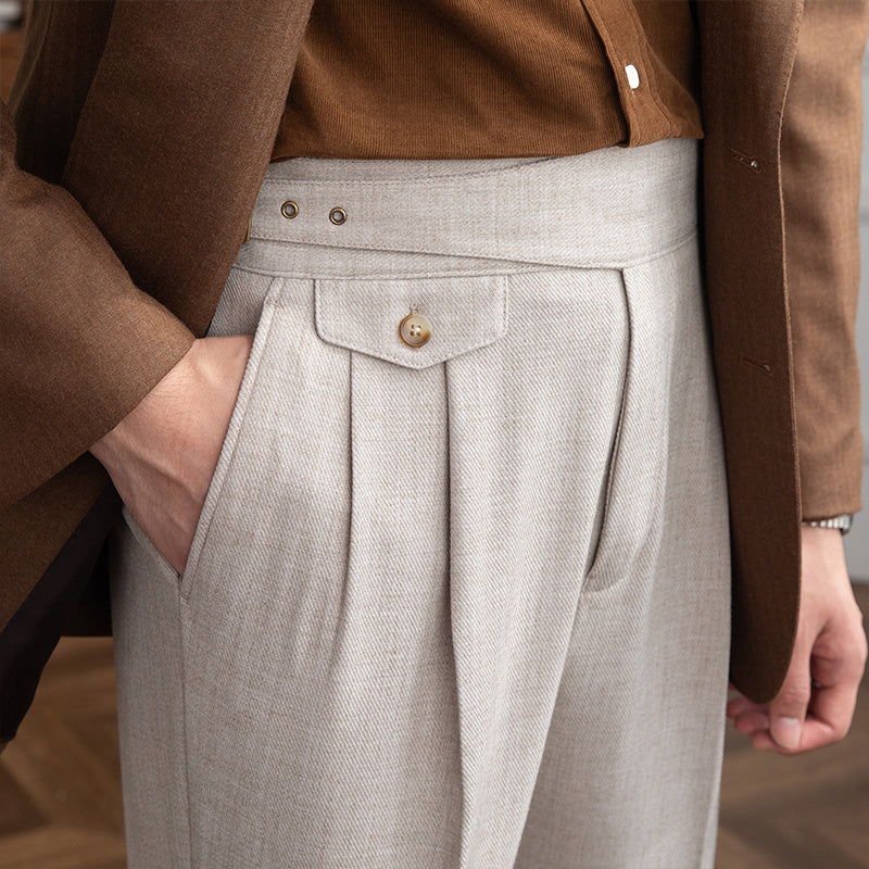 High-waisted Double Pleated Gurkha Trousers