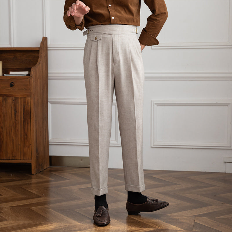 High-waisted Double Pleated Gurkha Trousers