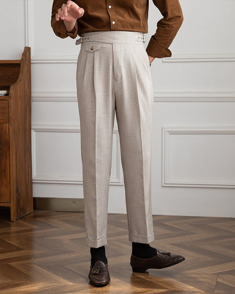 High-waisted Double Pleated Gurkha Trousers