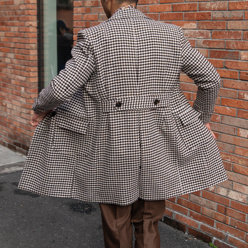 Double Breasted Houndstooth Woolen Coat