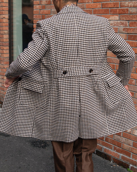 Double Breasted Houndstooth Woolen Coat