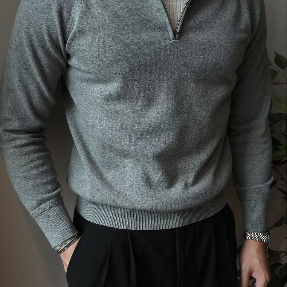 Quarter-Zip Polo Collar Sweater