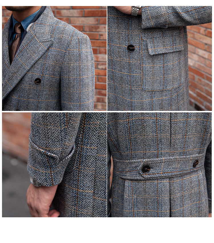 Prince Of Wales Houndstooth Double Breasted Coat