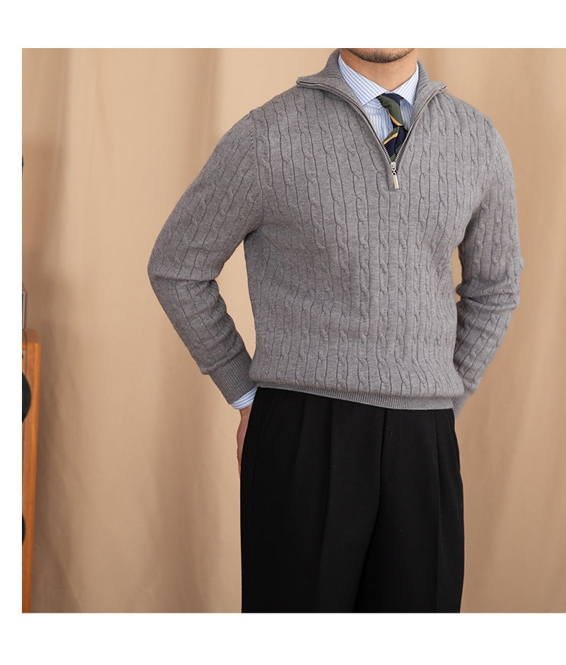 Quarter-Zip Cable Knitted Pullover