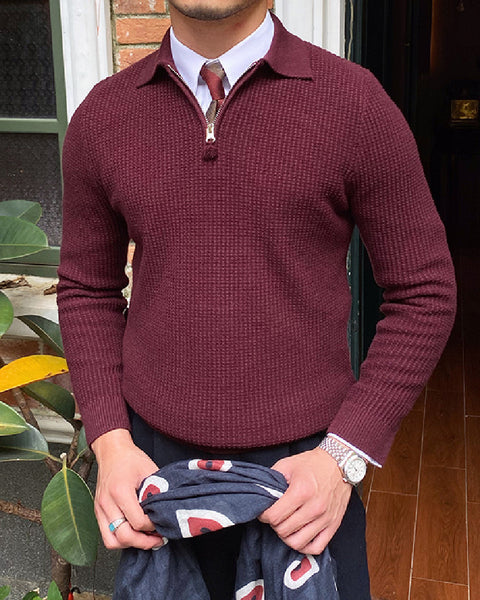 Quarter-Zip Polo Knitted Jumper