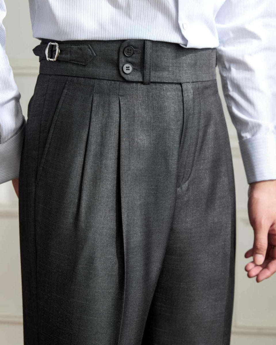 Double Pleated Straight Fit Trousers