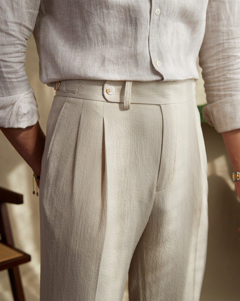 Seersucker Side Adjustable Trousers