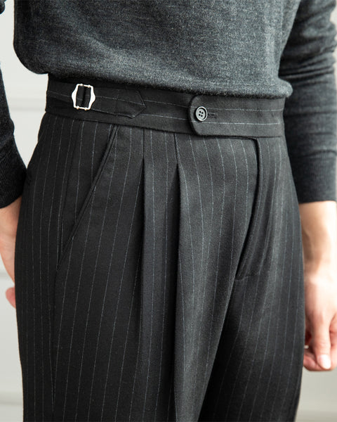 Chalk Stripe Side Adjustable Trousers