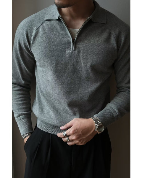 Quarter-Zip Polo Collar Sweater