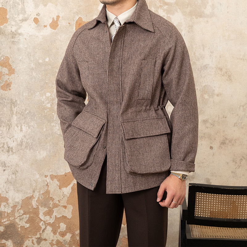 Wool Blend Houndstooth Car Coat