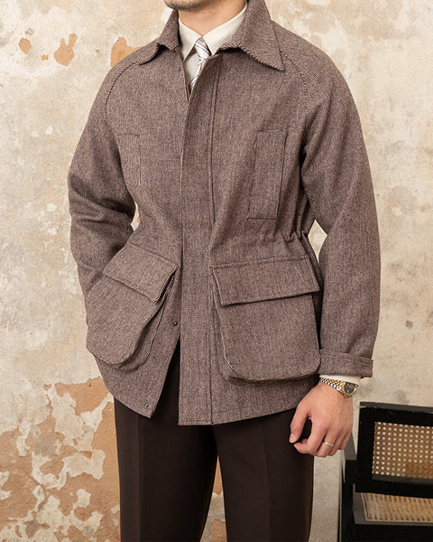 Wool Blend Houndstooth Car Coat