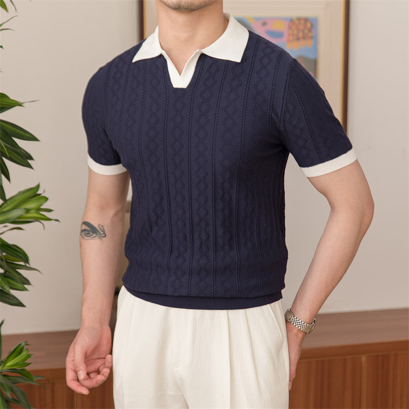 Knitted Jacquard Lapel Polo