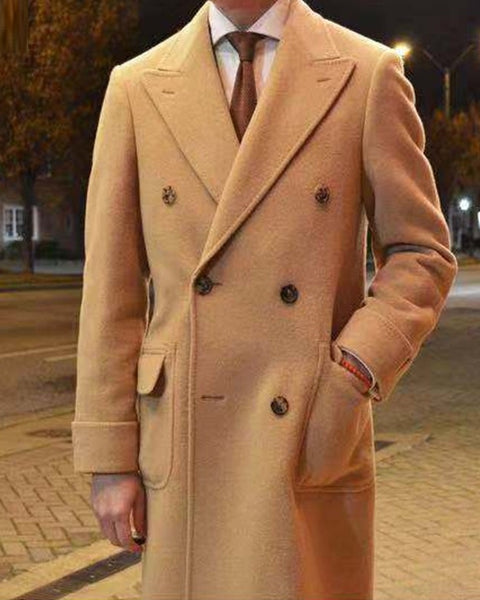 Slim Double Breasted Woolen Trench Coat